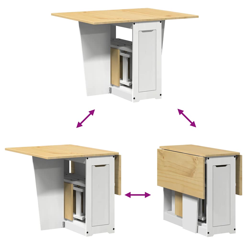 Set da Pranzo 5 pz Corona Pieghevole Bianco in Legno di Pino - homemem39