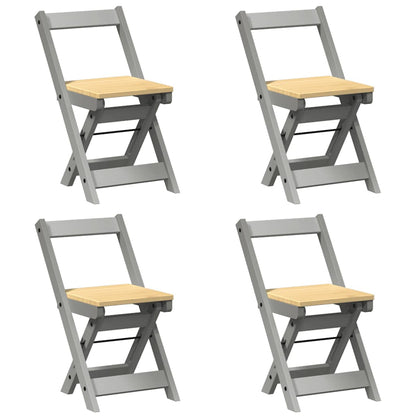Set da Pranzo 5 pz Corona Pieghevole Grigio in Legno di Pino