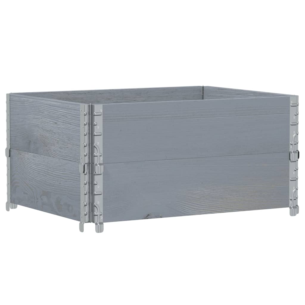 Paretali per Pallet 2pz Grigi 80x60cm in Legno Massello di Pino | homemem39