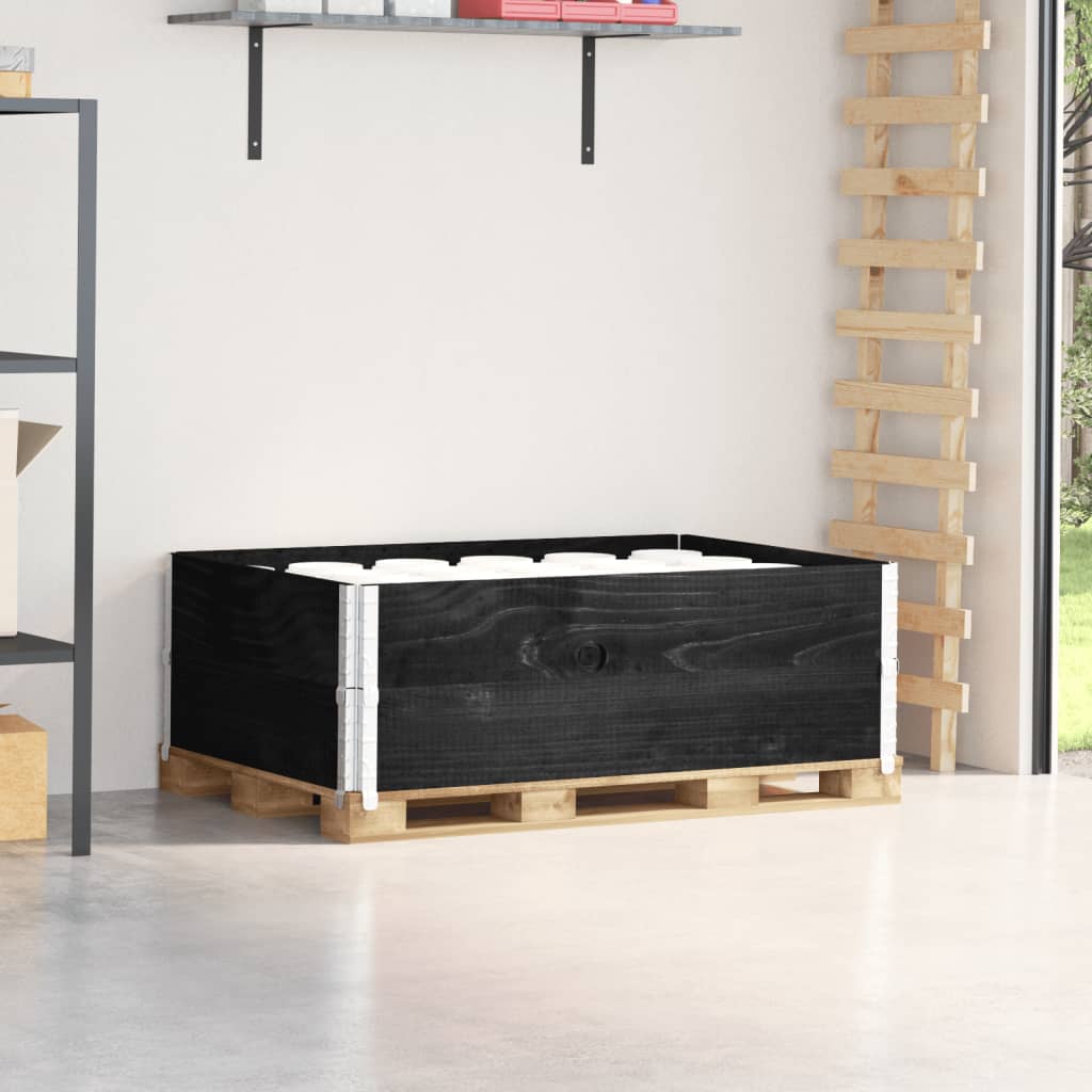 Paretali per Pallet 2 pz Neri 120x80cm Legno Massello di Pino | homemem39