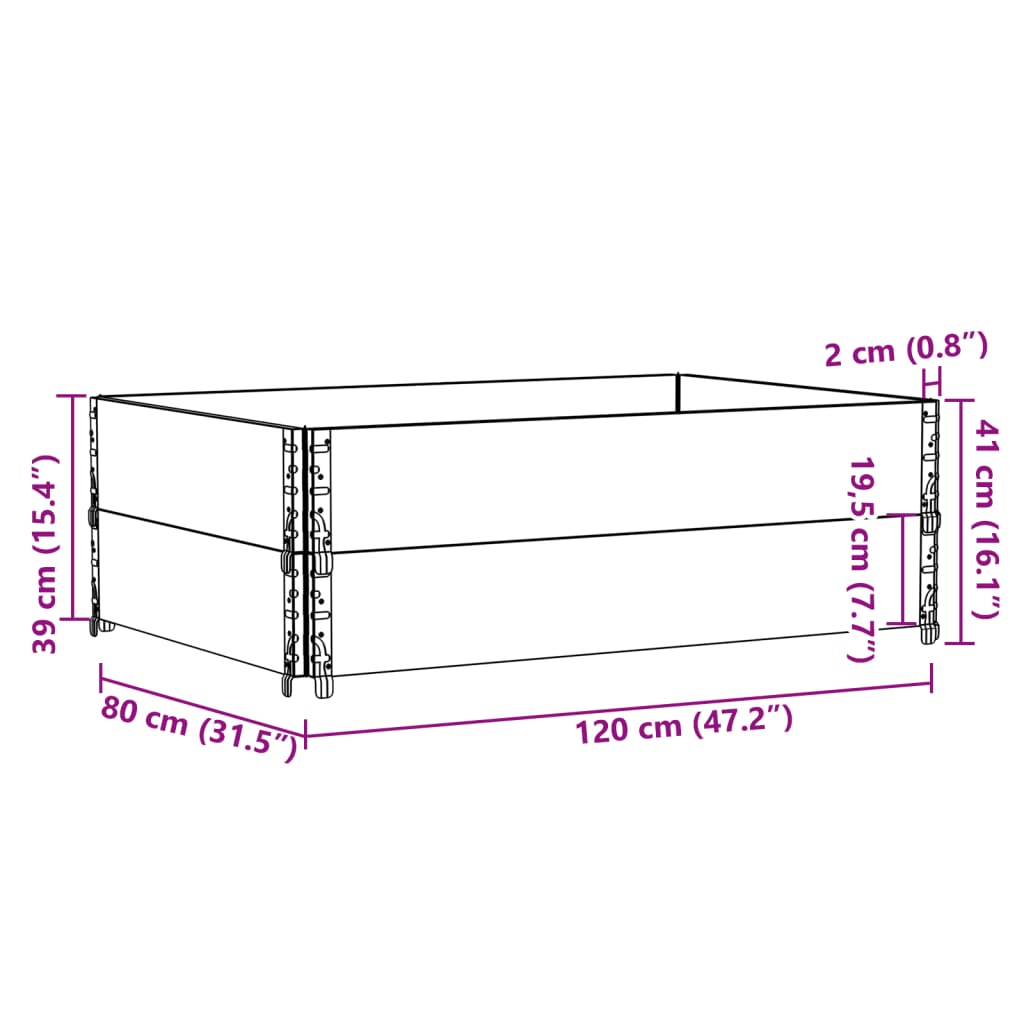 Paretali per Pallet 2pz Grigi 120x80cm Legno Massello di Pino | homemem39