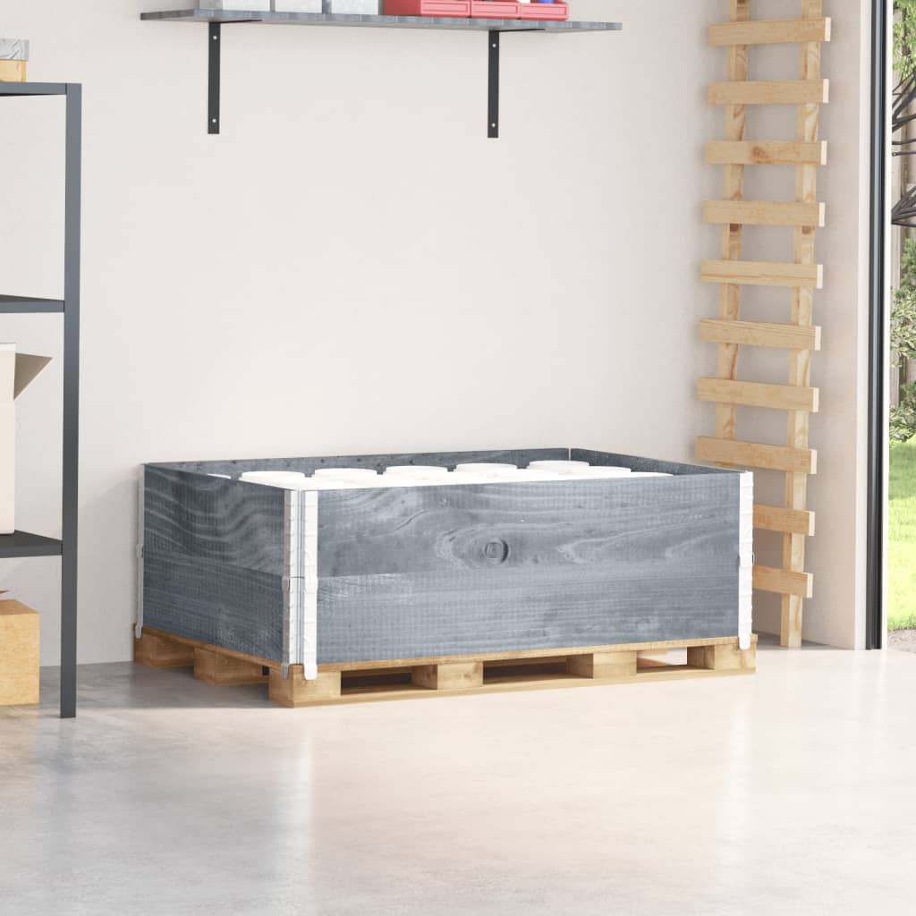 Paretali per Pallet 2pz Grigi 120x80cm Legno Massello di Pino | homemem39