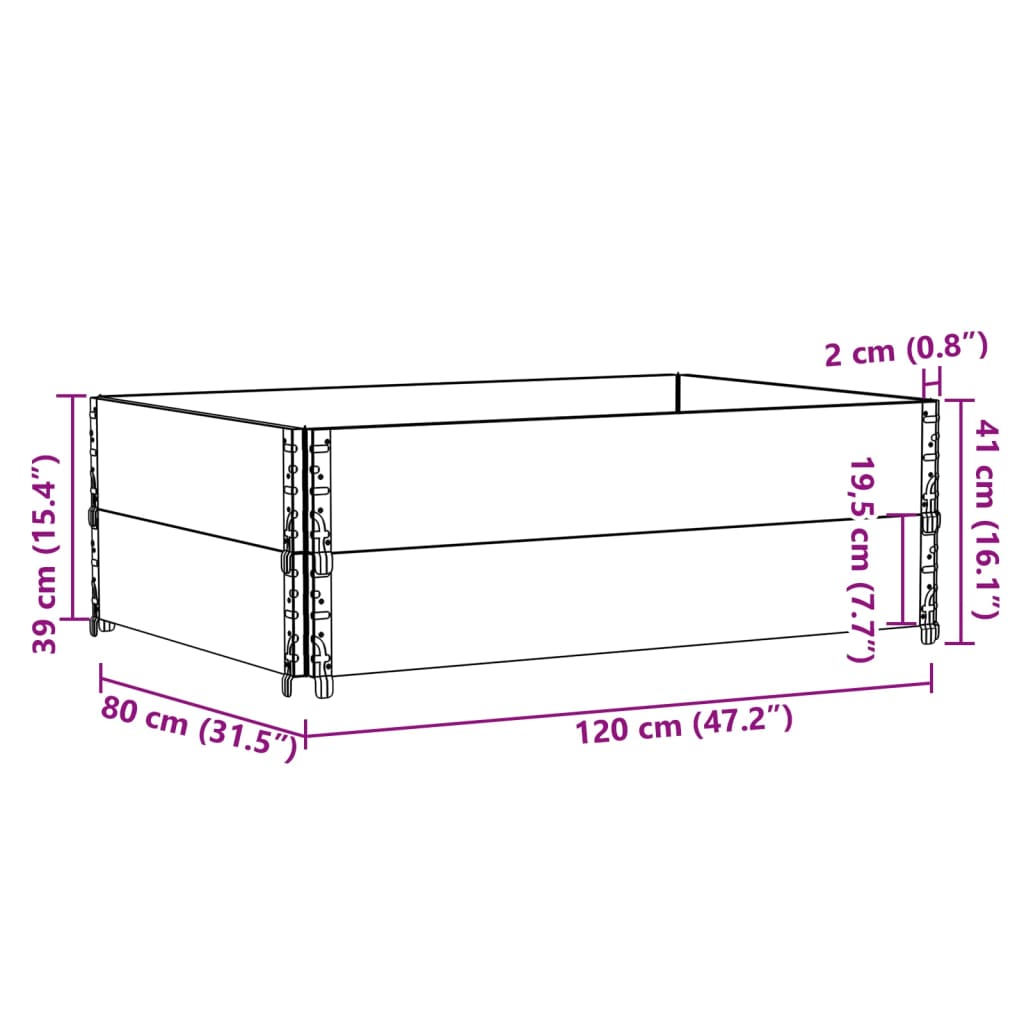 Paretali per Pallet 2pz Marroni 120x80cm Legno Massello di Pino