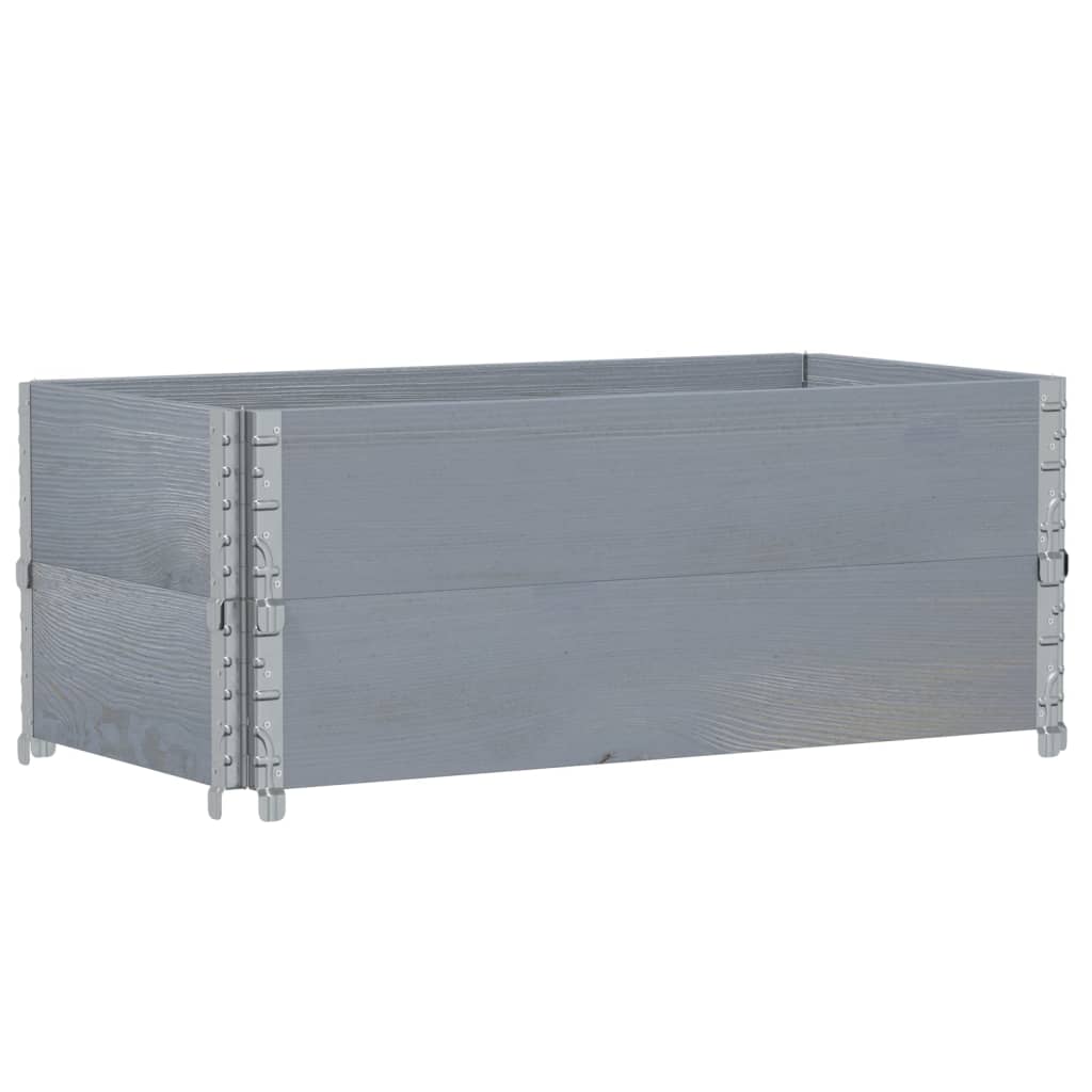 Paretali per Pallet 2pz Grigi 100x50cm Legno Massello di Pino | homemem39