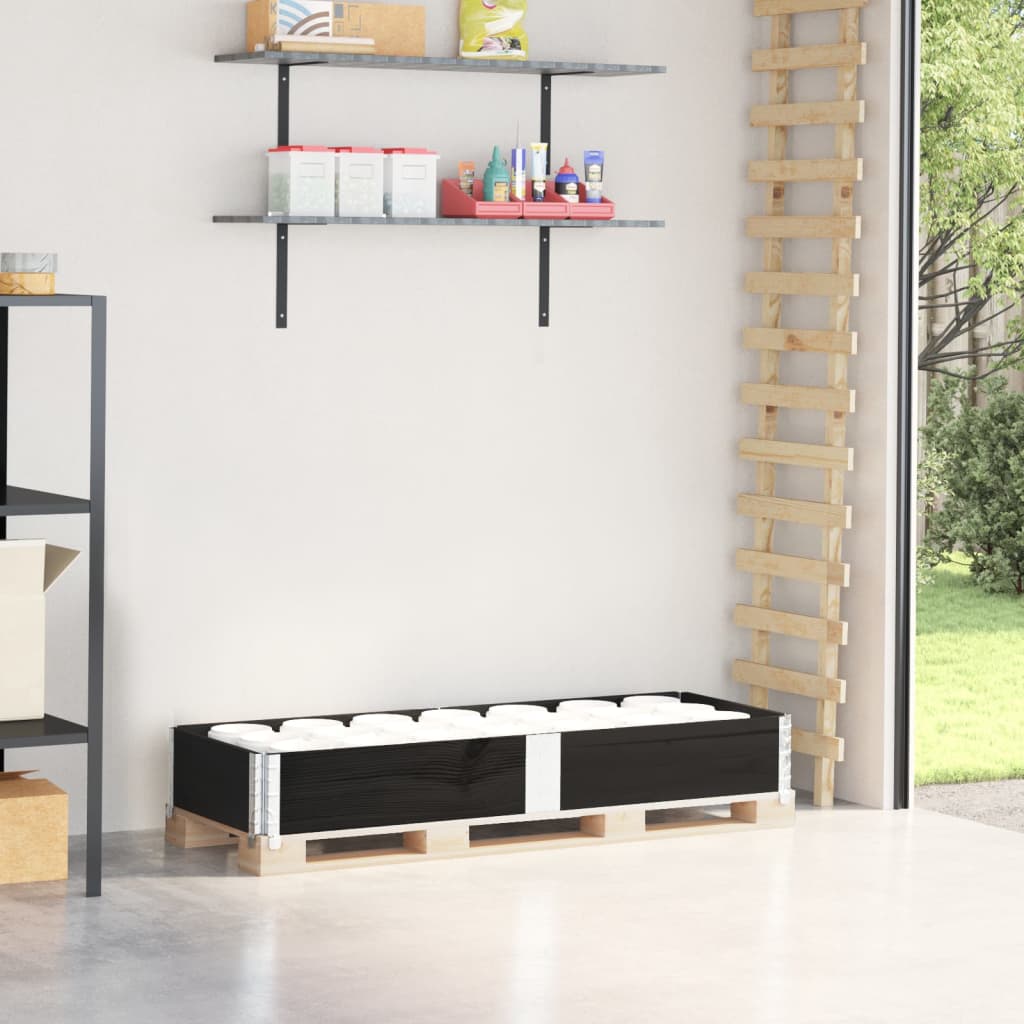 Paretale per Pallet Nero 150x50 cm in Legno Massello di Pino | homemem39