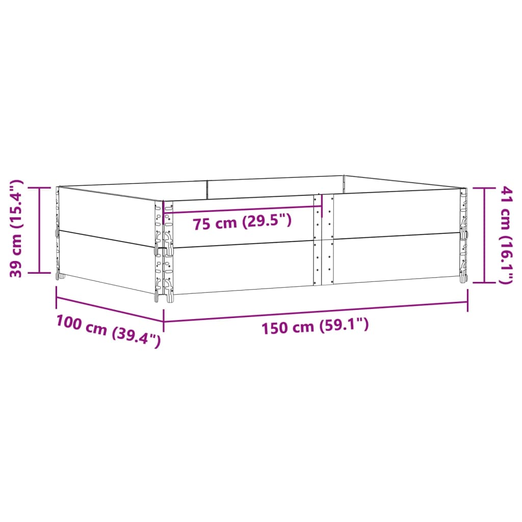 Paretali per Pallet 2pz Grigi 150x100cm Legno Massello di Pino | homemem39