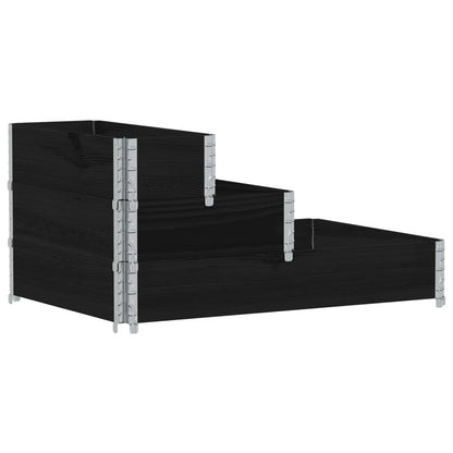Fioriera Rialzata a 3 Livelli Nera 120x80 cm Legno di Pino