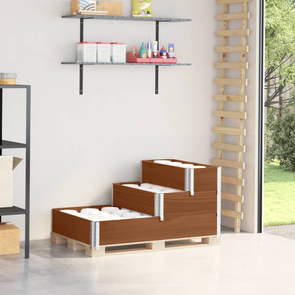 Fioriera Rialzata a 3 Livelli Marrone 120x80 cm Legno di Pino - homemem39