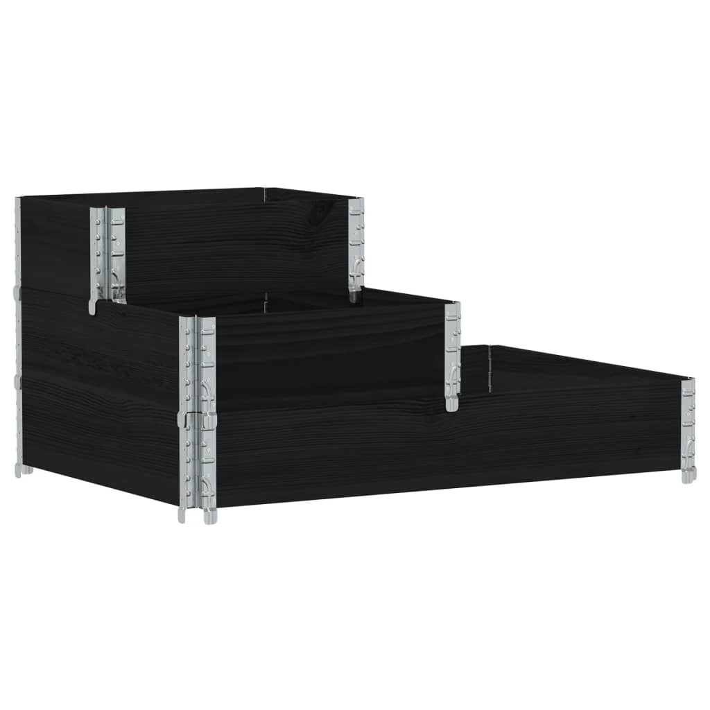 Fioriera Rialzata a 3 Livelli Nera 120x80 cm Legno di Pino