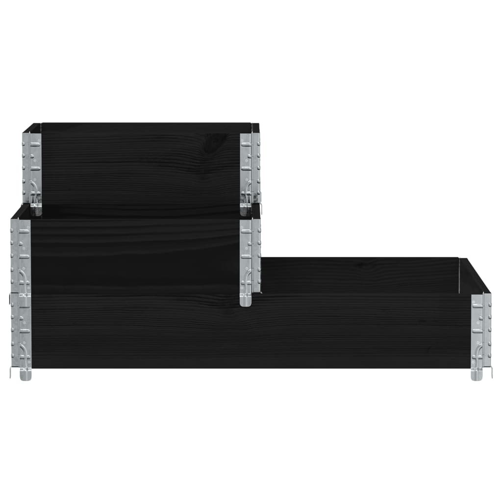 Fioriera Rialzata a 3 Livelli Nera 120x80 cm Legno di Pino