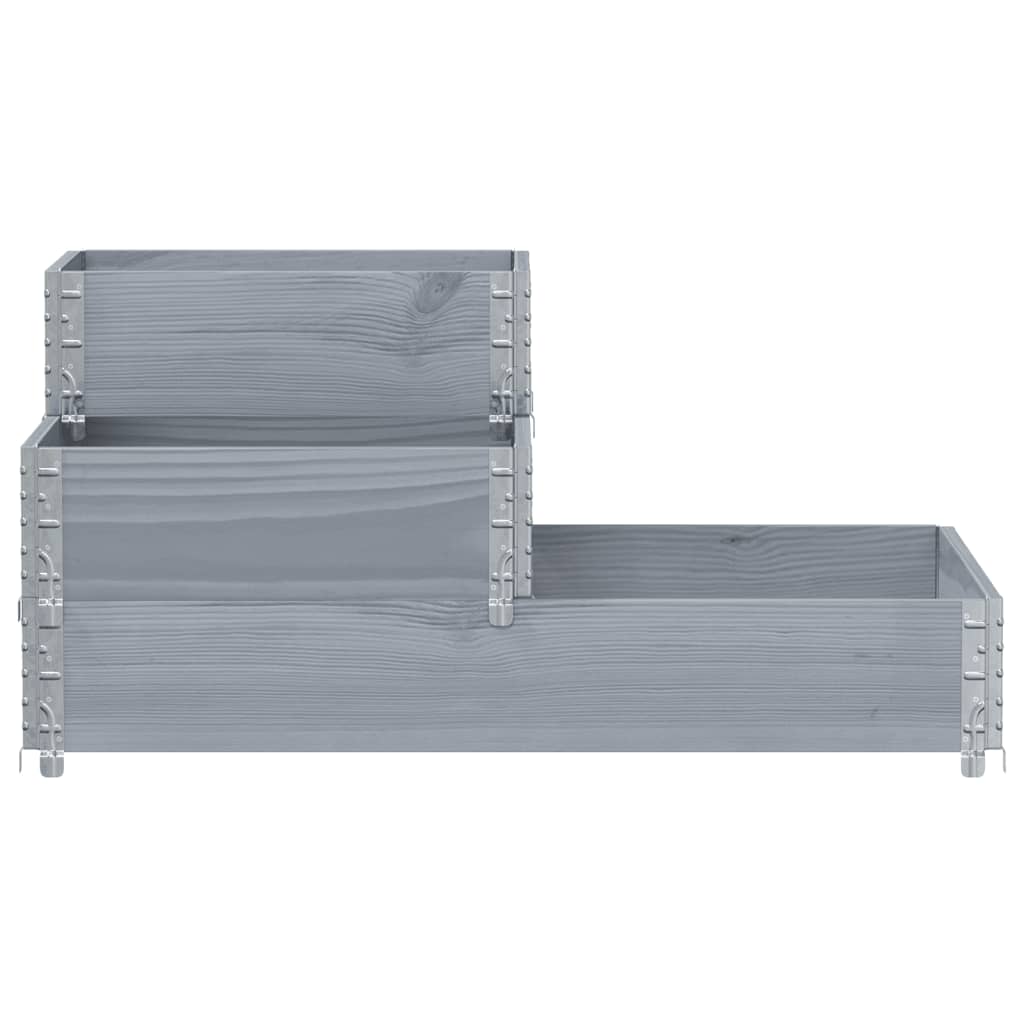 Fioriera Rialzata a 3 Livelli Grigia 120x80 cm Legno di Pino