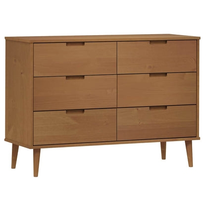 Cassettiera MOLDE Marrone 113x40x80cm in Legno Massello di Pino | homemem39