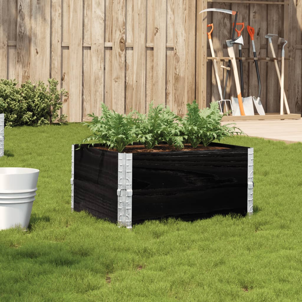 Fioriera da Giardino Nera 80x60 cm in Legno Massello di Pino | homemem39