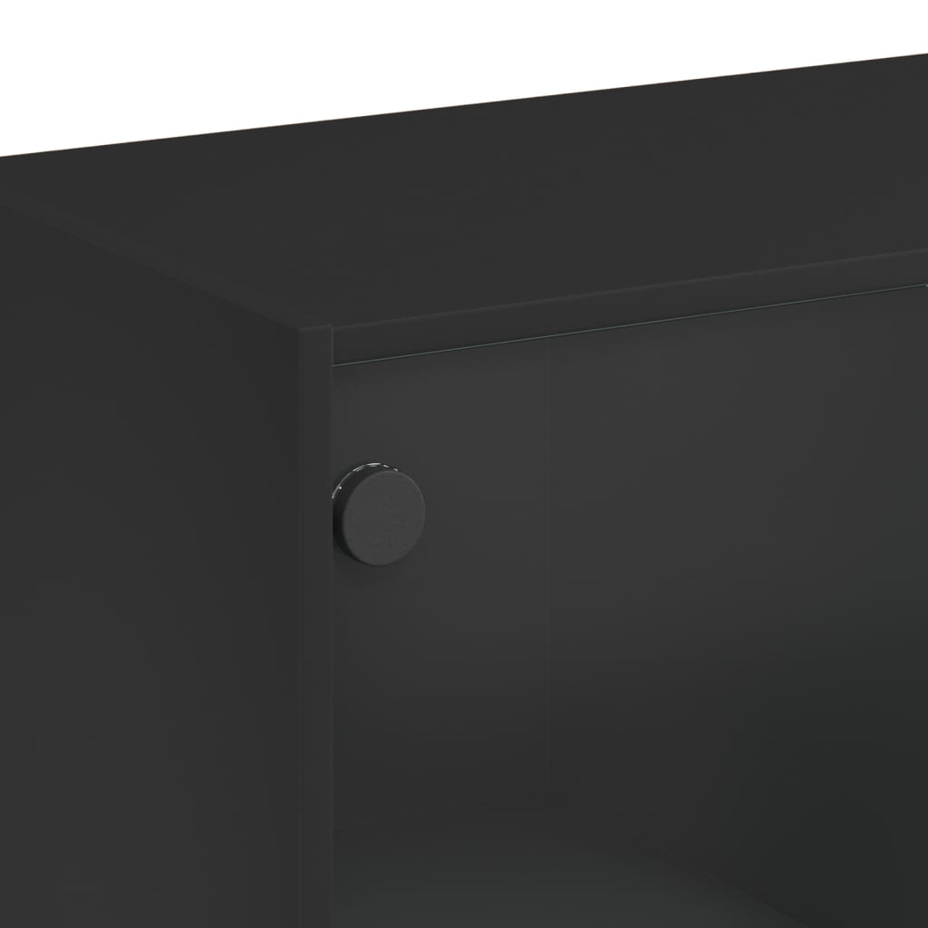 Credenza con Ante Nera 68x37x109 cm in Legno Multistrato - homemem39