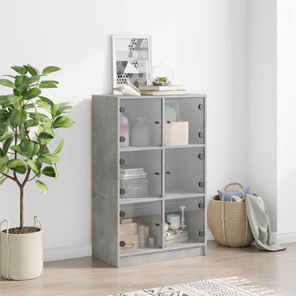 Credenza con Ante Grigio Cemento 68x37x109 cm Legno Multistrato