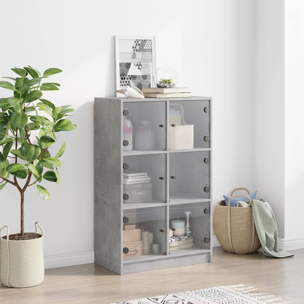 Credenza con Ante Grigio Cemento 68x37x109 cm Legno Multistrato - homemem39