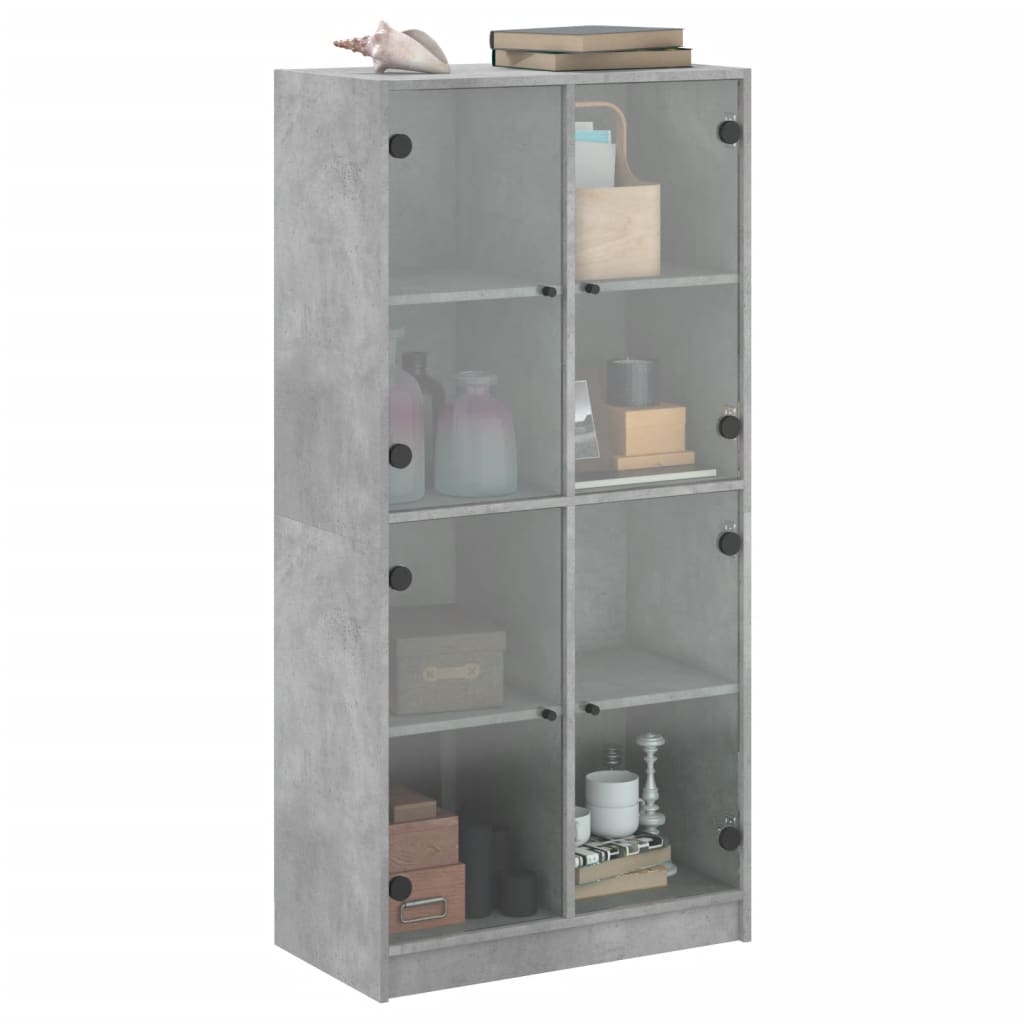 Credenza con Ante Grigio Cemento 68x37x142 cm Legno Multistrato