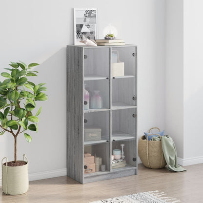 Credenza con Ante Grigio Sonoma 68x37x142 cm Legno Multistrato