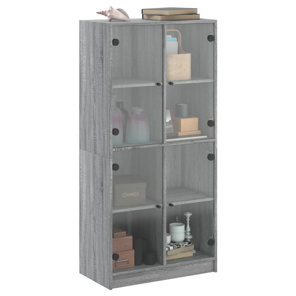 Credenza con Ante Grigio Sonoma 68x37x142 cm Legno Multistrato