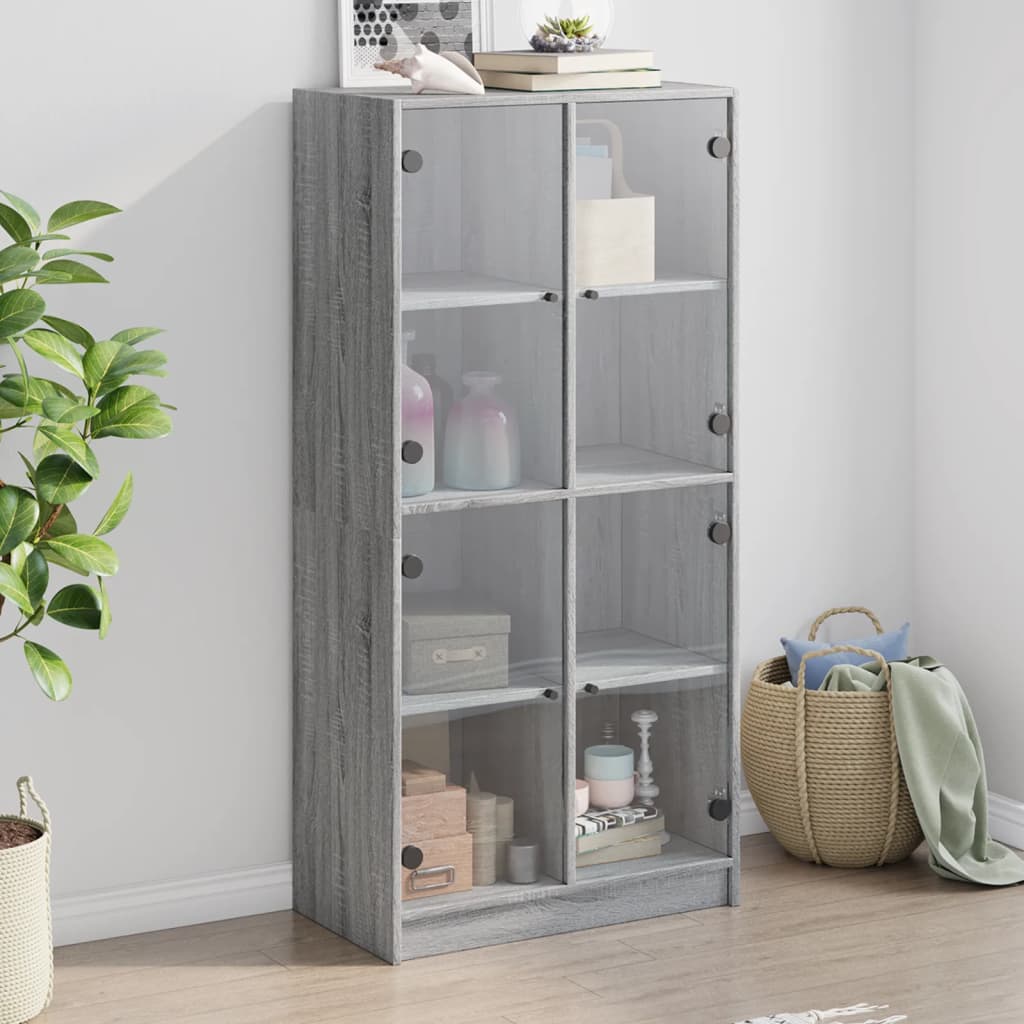 Credenza con Ante Grigio Sonoma 68x37x142 cm Legno Multistrato