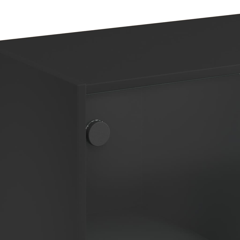 Credenza con Ante Nera 68x37x142 cm in Legno Multistrato