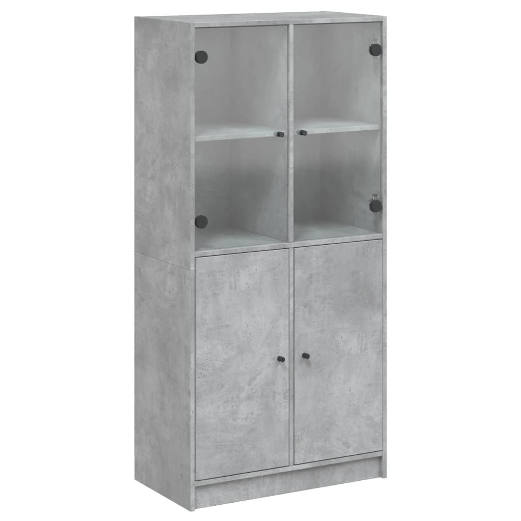 Credenza con Ante Grigio Cemento 68x37x142 cm Legno Multistrato