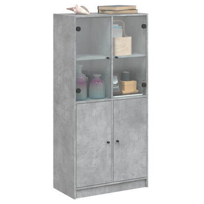 Credenza con Ante Grigio Cemento 68x37x142 cm Legno Multistrato