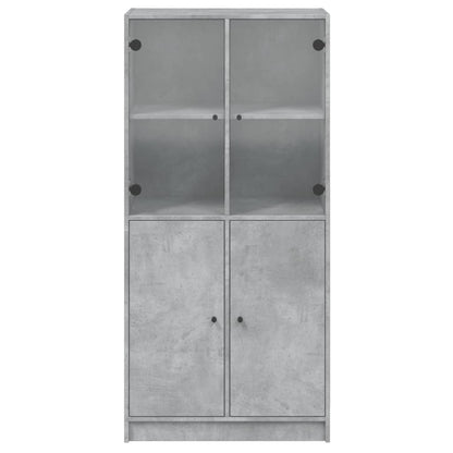 Credenza con Ante Grigio Cemento 68x37x142 cm Legno Multistrato