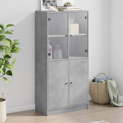 Credenza con Ante Grigio Cemento 68x37x142 cm Legno Multistrato - homemem39