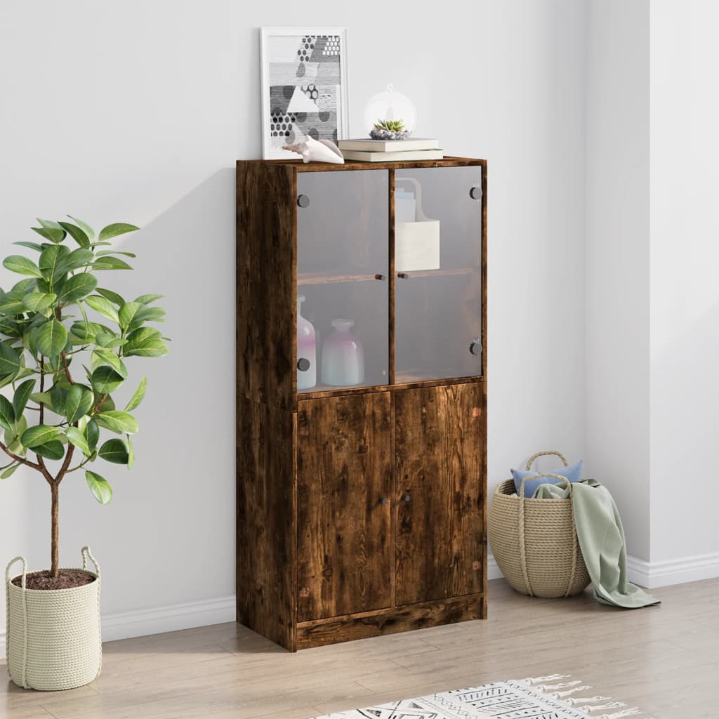 Credenza con Ante Rovere Fumo 68x37x142 cm Legno Multistrato - homemem39