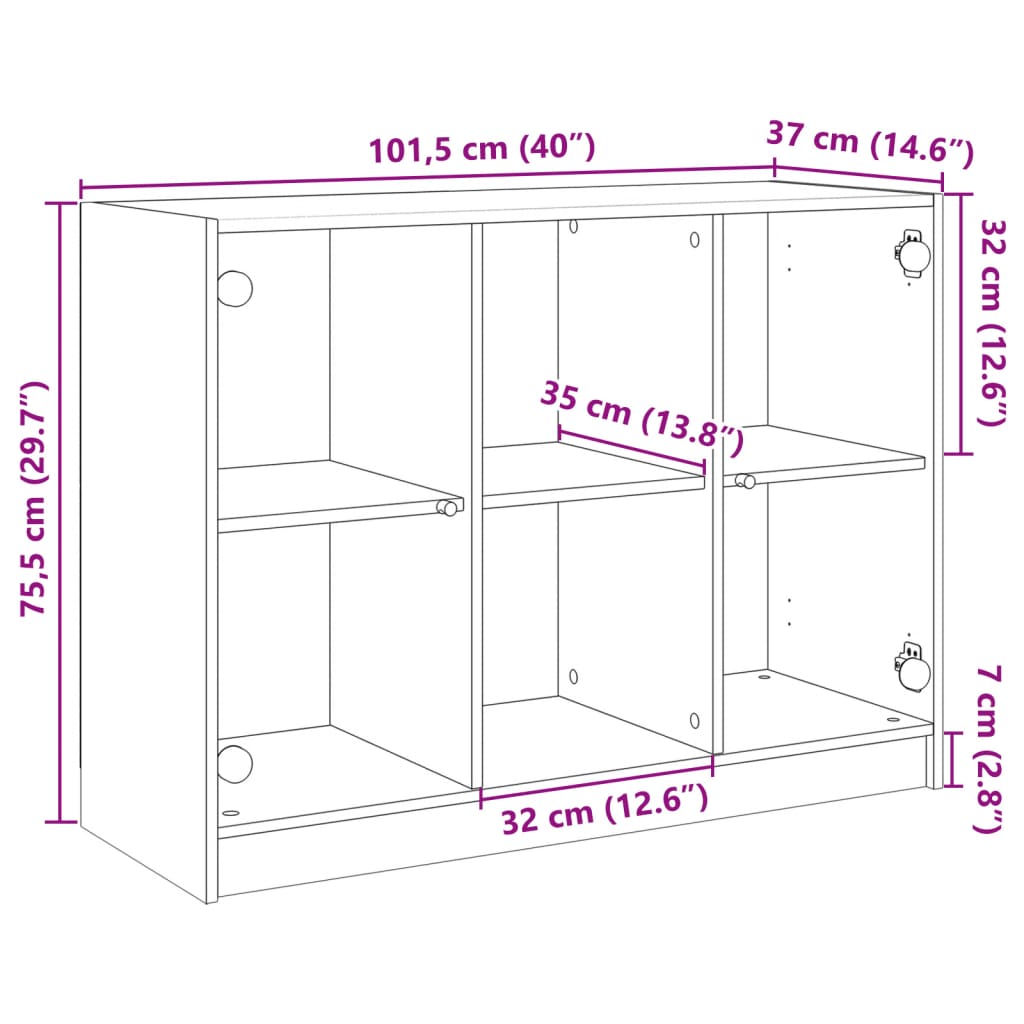 Credenza Bianca 102x37x75,5 cm in Truciolato