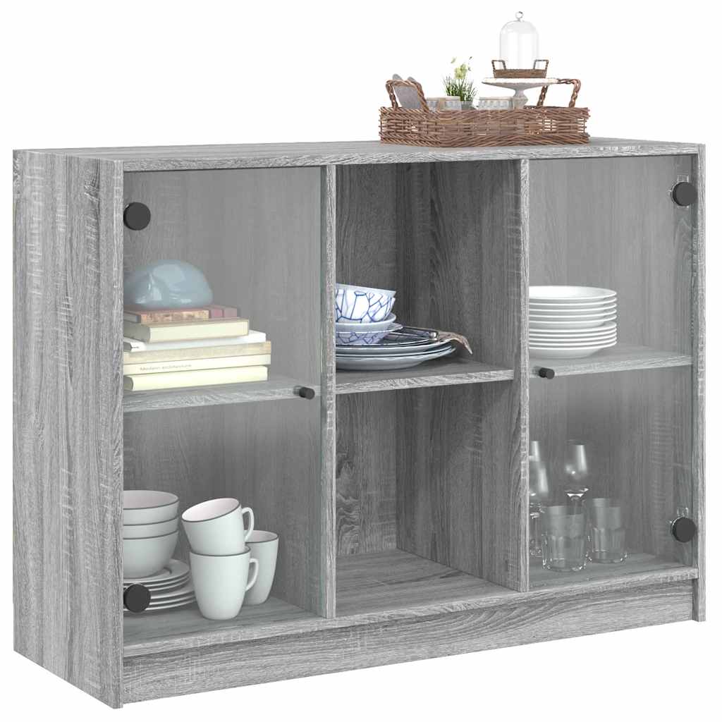 Credenza Grigio Sonoma 102x37x75,5 cm in Legno Multistrato - homemem39