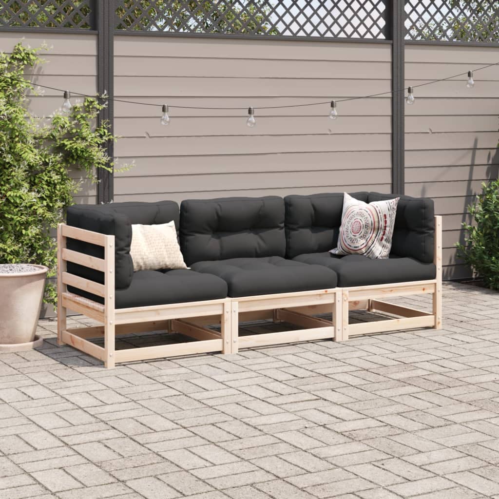 Set Divani da Giardino 3 pz in Legno Massello di Pino | homemem39