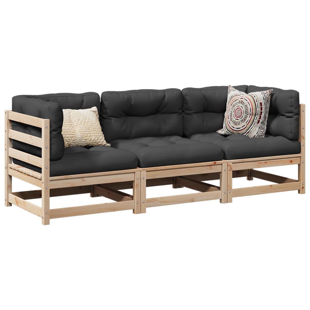 Set Divani da Giardino 3 pz in Legno Massello di Pino | homemem39