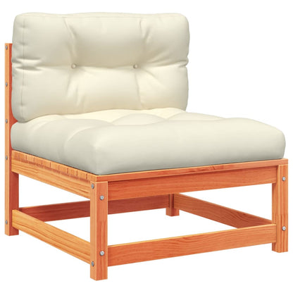 Set Divani Giardino 3 pz con Cuscini Marrone Cera Massello Pino | homemem39