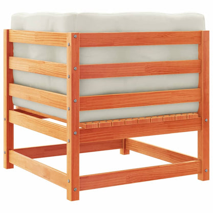 Set Divani Giardino 3 pz con Cuscini Marrone Cera Massello Pino | homemem39