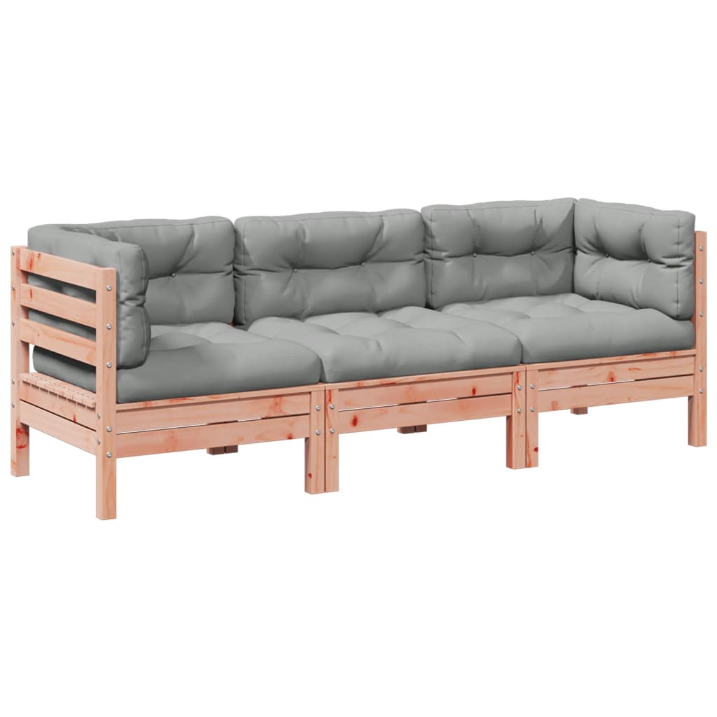 Set Divani Giardino 3 pz Cuscini Legno Massello Abete Douglas | homemem39