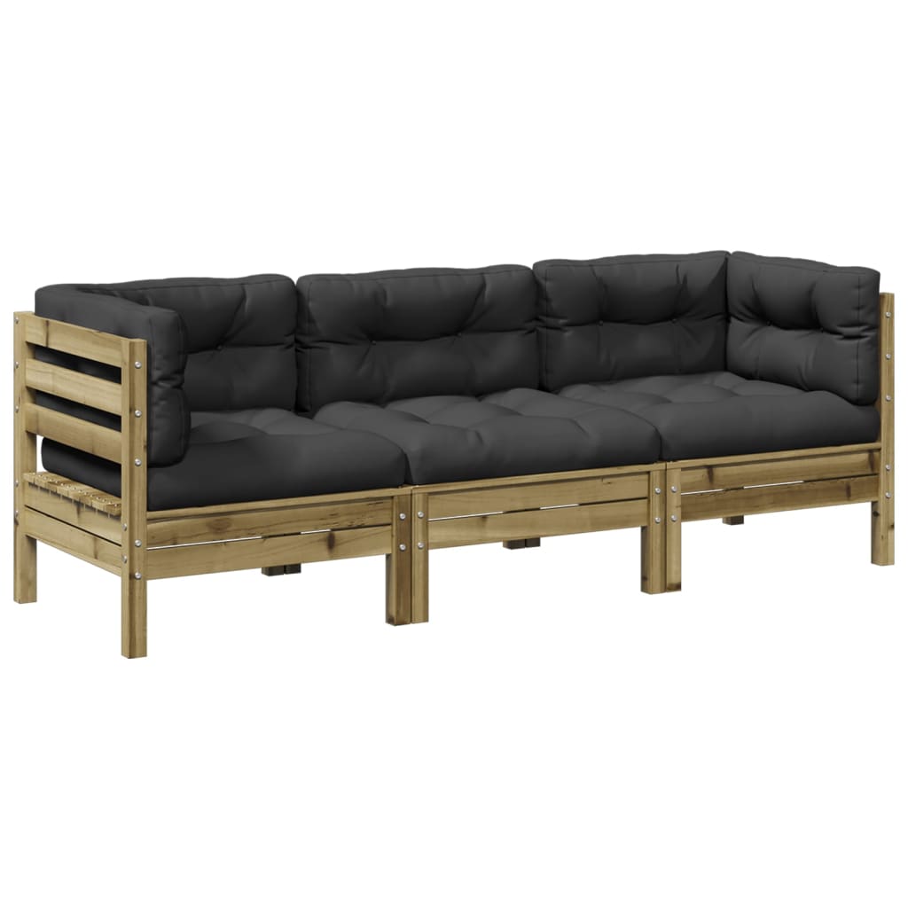 Set Divani da Giardino 3pz con Cuscini Legno Impregnato di Pino | homemem39