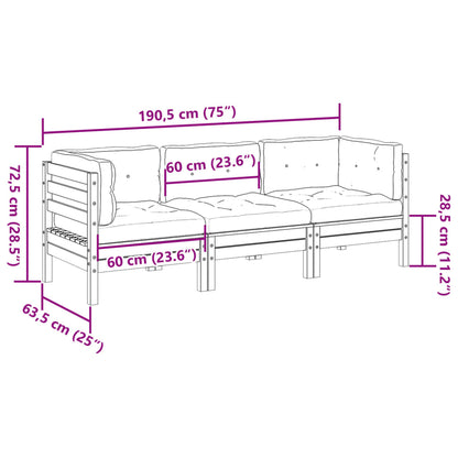 Set Divani da Giardino 3pz con Cuscini Legno Impregnato di Pino | homemem39
