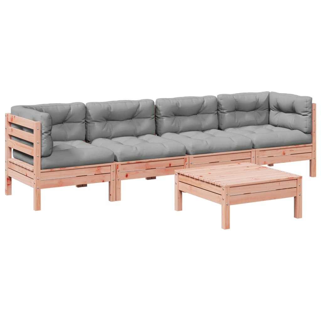 Set Divani Giardino 5 pz Cuscini Legno Massello Abete Douglas | homemem39