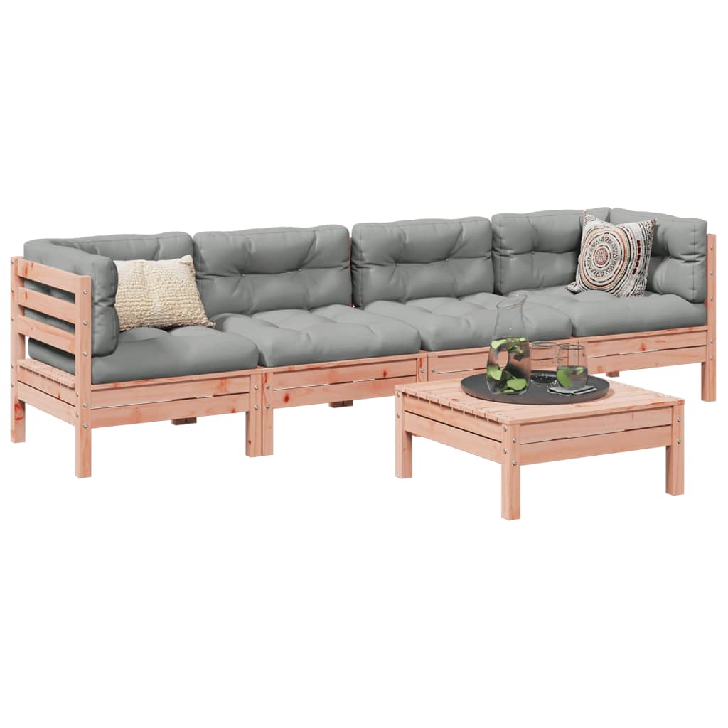 Set Divani Giardino 5 pz Cuscini Legno Massello Abete Douglas | homemem39