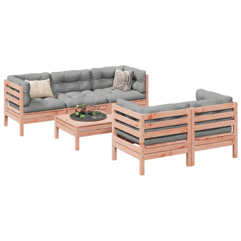 Set Divani Giardino 6 pz Cuscini Legno Massello Abete Douglas | homemem39