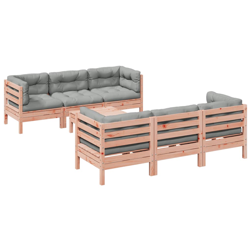 Set Divani Giardino 7 pz Cuscini Legno Massello Abete Douglas - homemem39