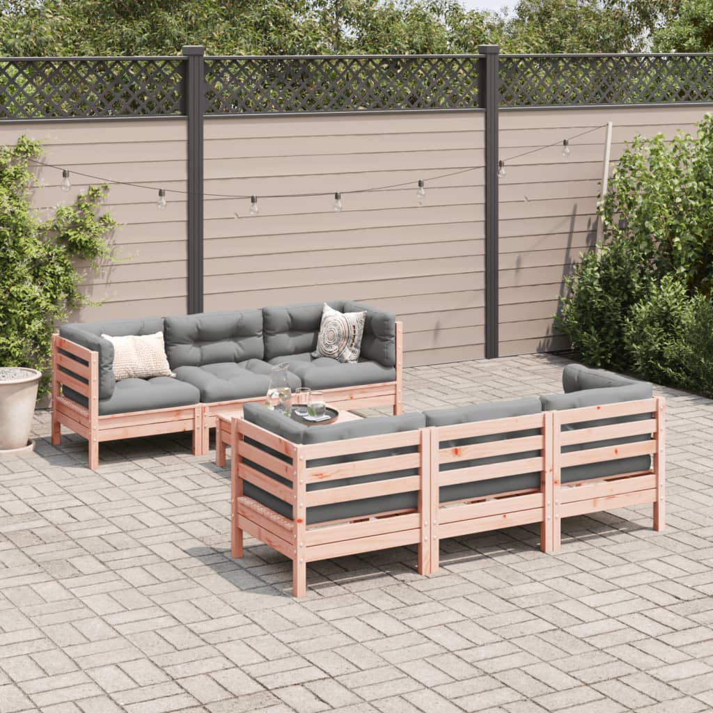Set Divani Giardino 7 pz Cuscini Legno Massello Abete Douglas | homemem39