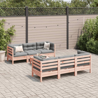 Set Divani Giardino 7 pz Cuscini Legno Massello Abete Douglas | homemem39
