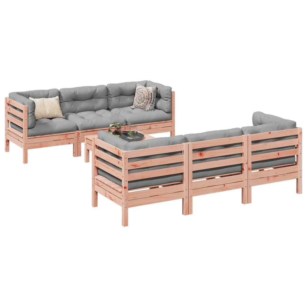 Set Divani Giardino 7 pz Cuscini Legno Massello Abete Douglas | homemem39