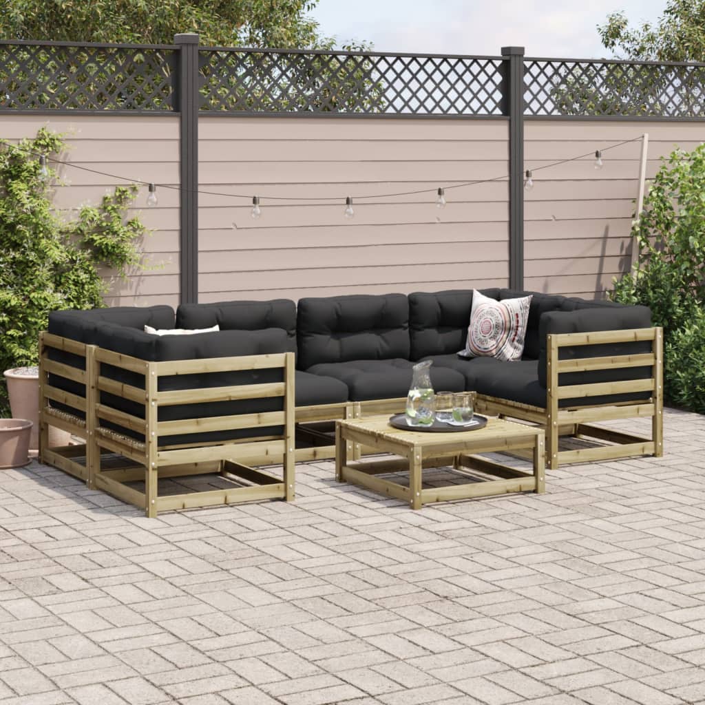 Set Divani da Giardino 7 pz in Legno Impregnato di Pino | homemem39