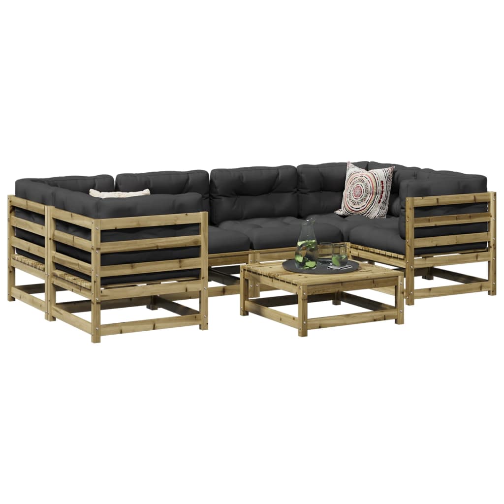 Set Divani da Giardino 7 pz in Legno Impregnato di Pino | homemem39