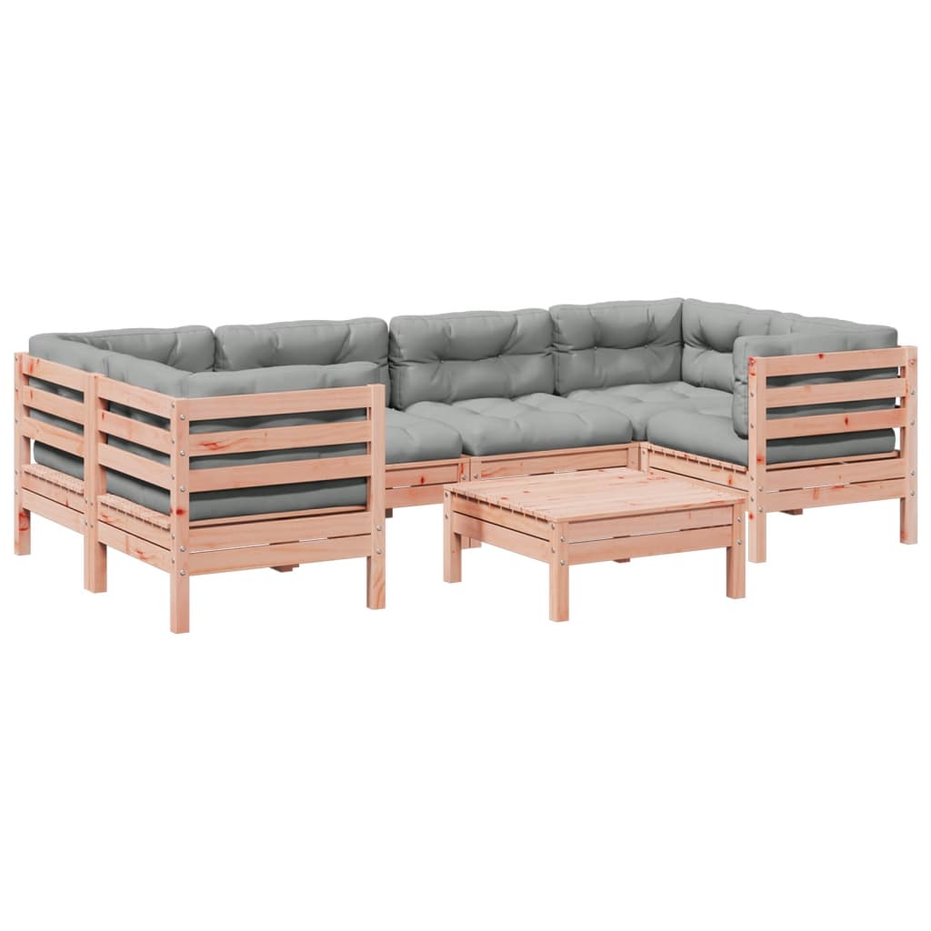 Set Divani Giardino 7 pz Cuscini Legno Massello Abete Douglas | homemem39