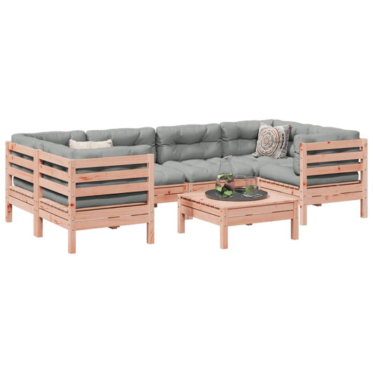 Set Divani Giardino 7 pz Cuscini Legno Massello Abete Douglas - homemem39